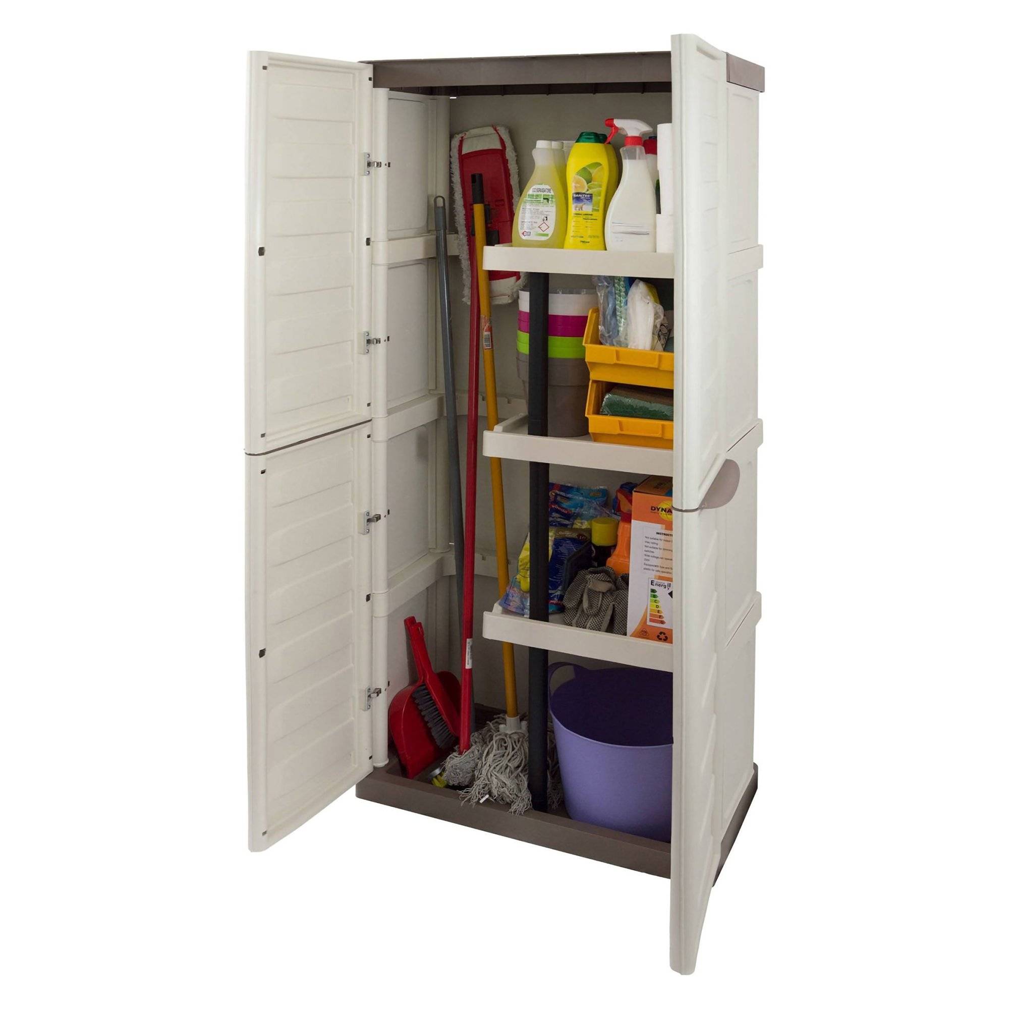 Armario exterior ipno, 4 compartimentos, plástico beige 70x39x165h cm
