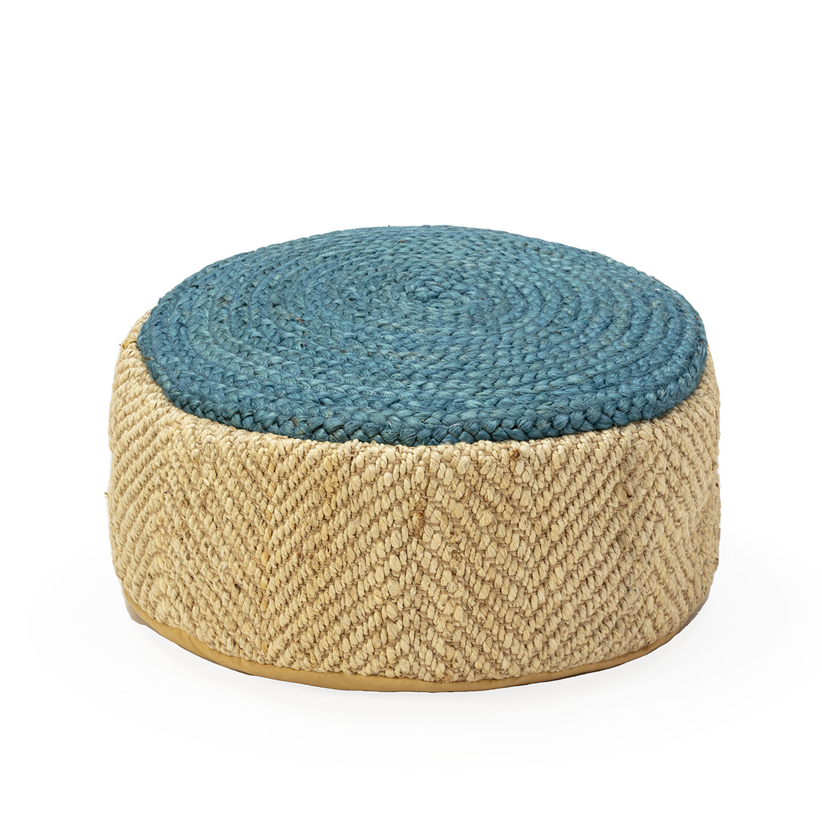 Puff 55x55x20 alfombra shumak marfil, azul