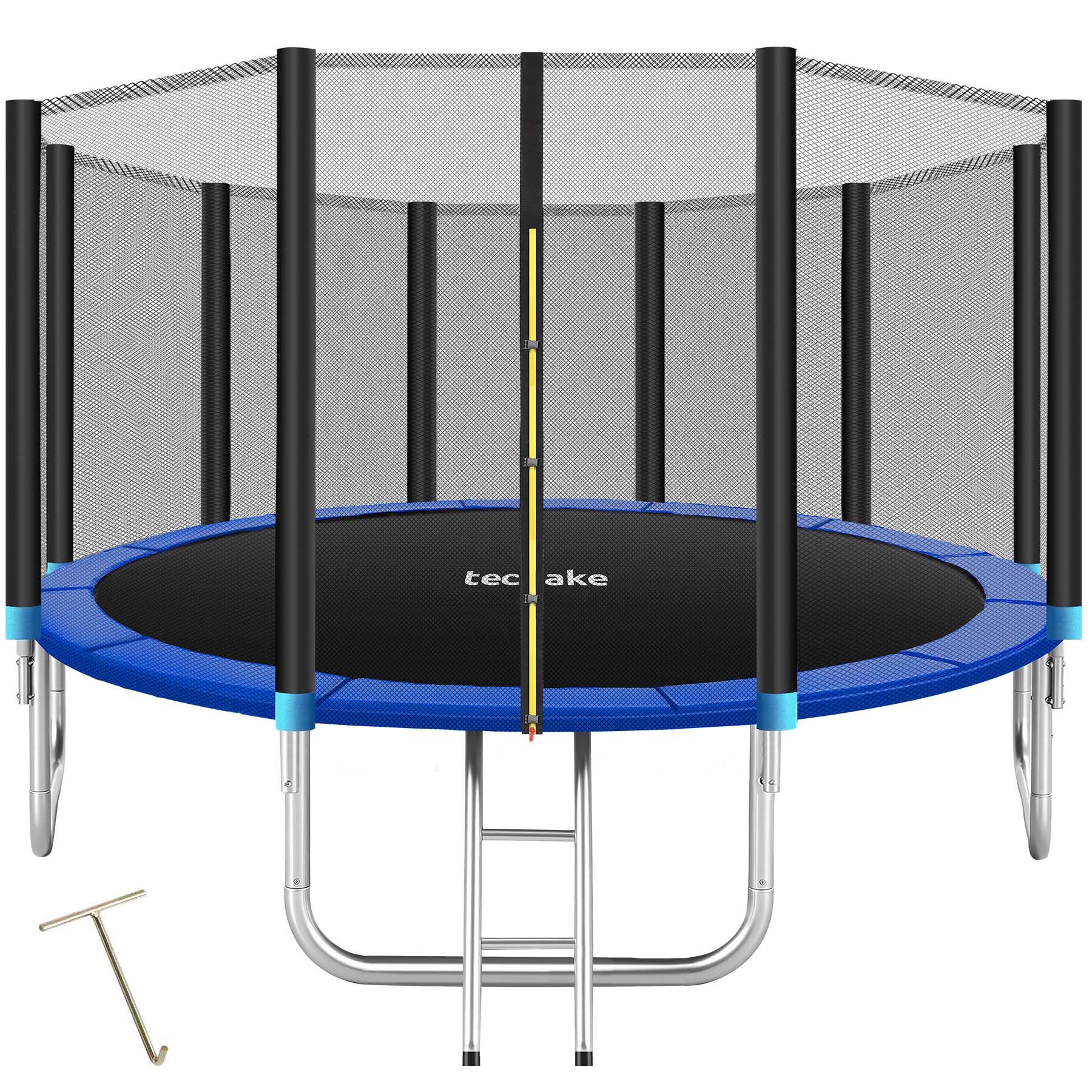 Cama elástica con red y cubierta de seguridad, ø 427 cm, negro/azul