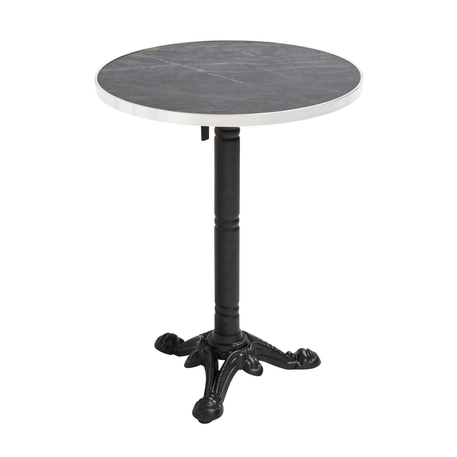 Mesa de comedor redonda 60 cm inclinable mármol negro/plateado y pata negra