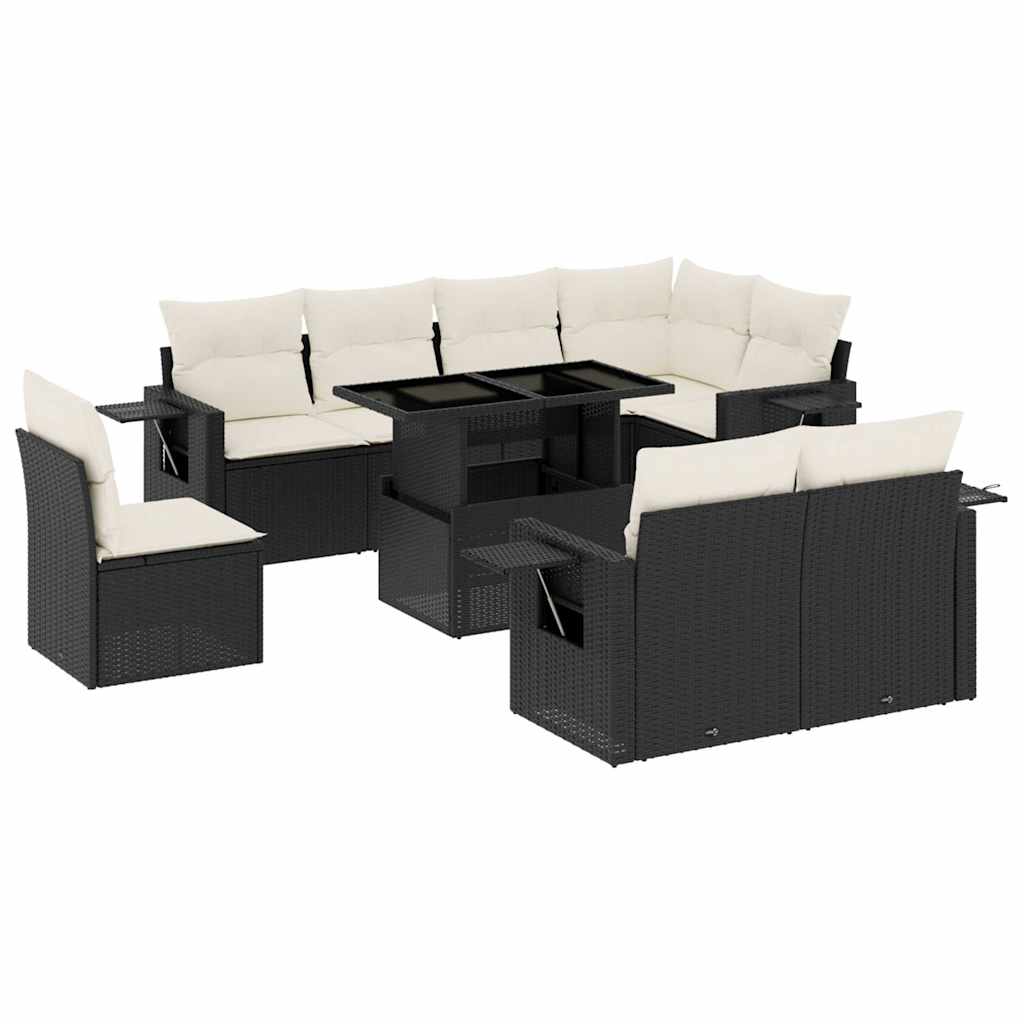 vidaXL set de sofás de jardín 8 piezas y cojines ratán sintético negro