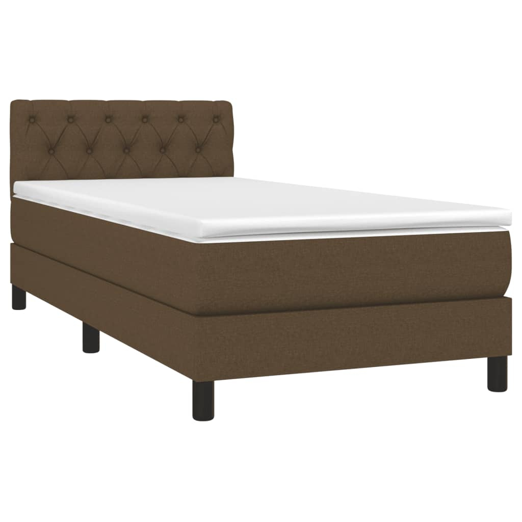 vidaXL cama box spring colchón y luces LED tela marrón oscuro 80x200cm