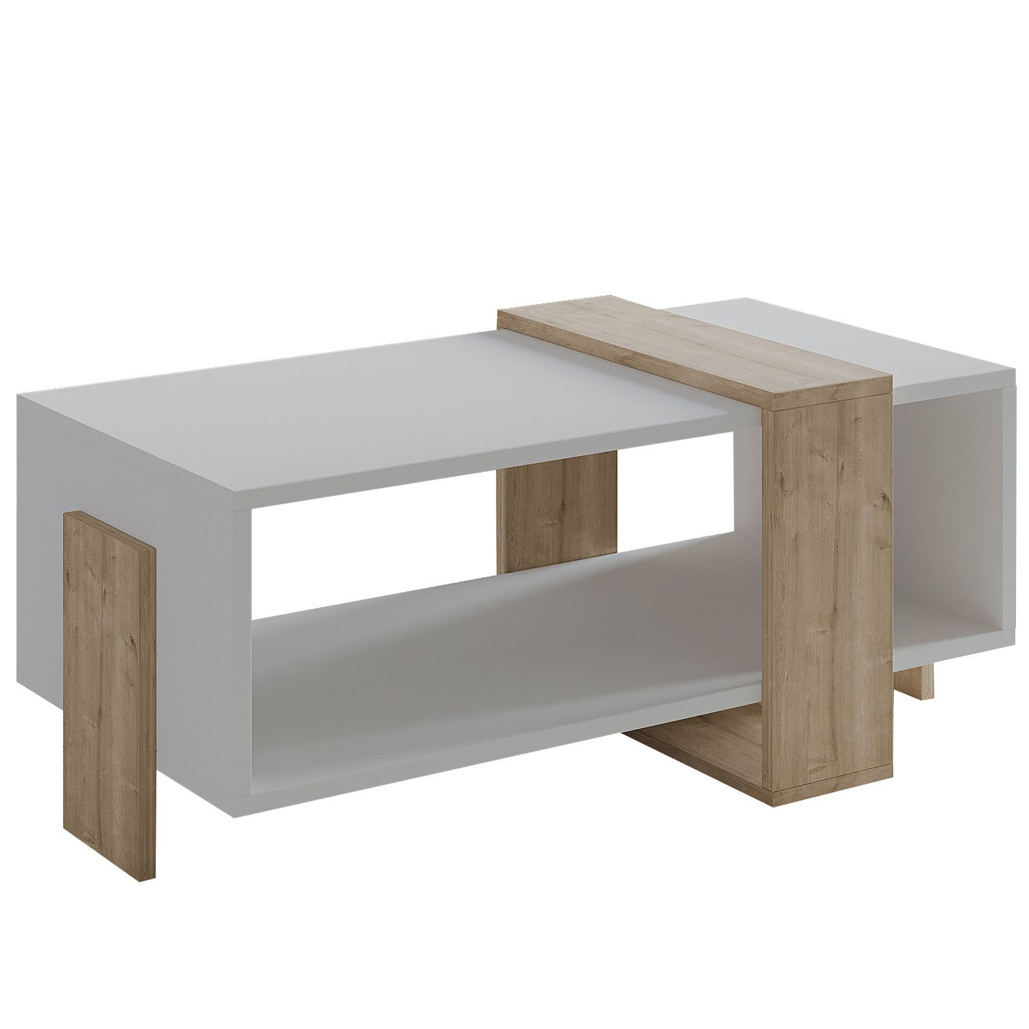 Mesa baja de madera "meleni" - 90 x 49 x 40 cm - blanco
