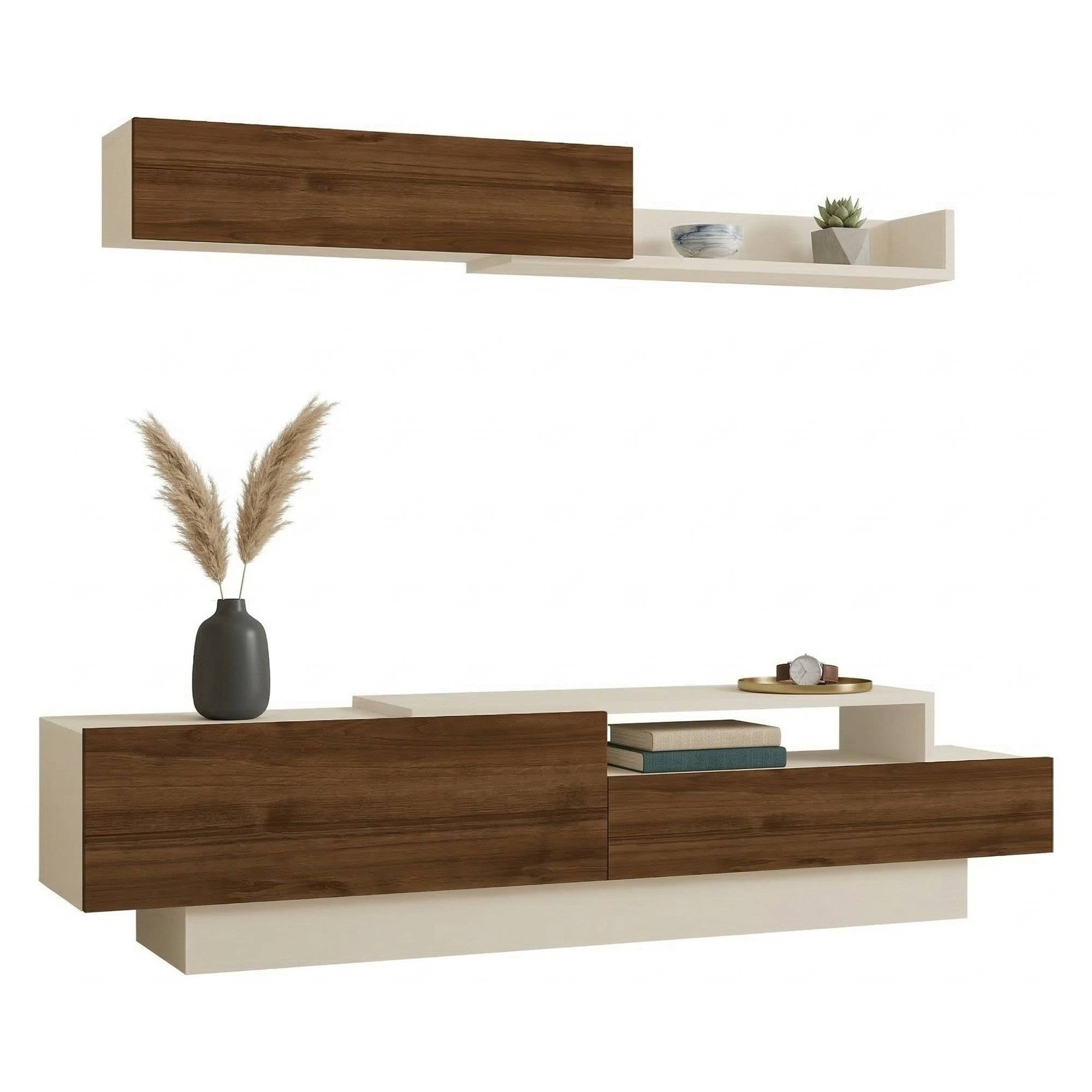 Mueble de pared gais, 6 estantes, madera nobilitada nogal