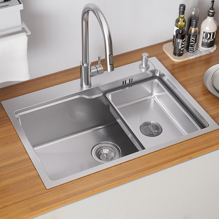 Fregadero de cocina inox 68x48x21cm fregadero de 1 cubeta con canasta, disp