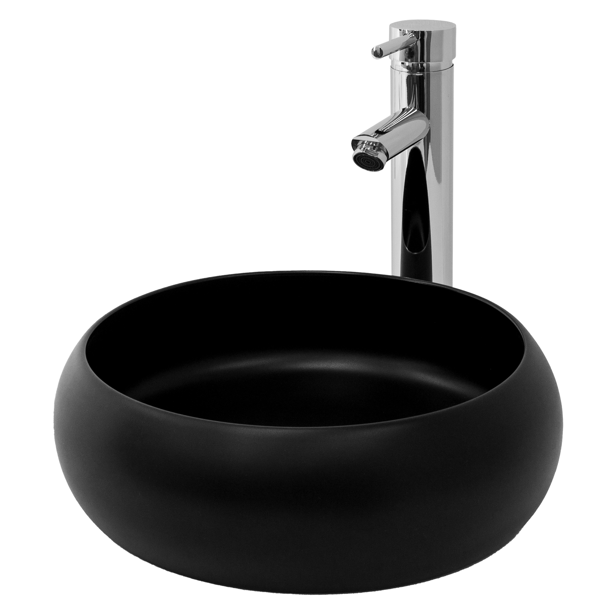 Lavabo con vaciado sin rebosadero ø35x30cm ceramica negra ecd germany