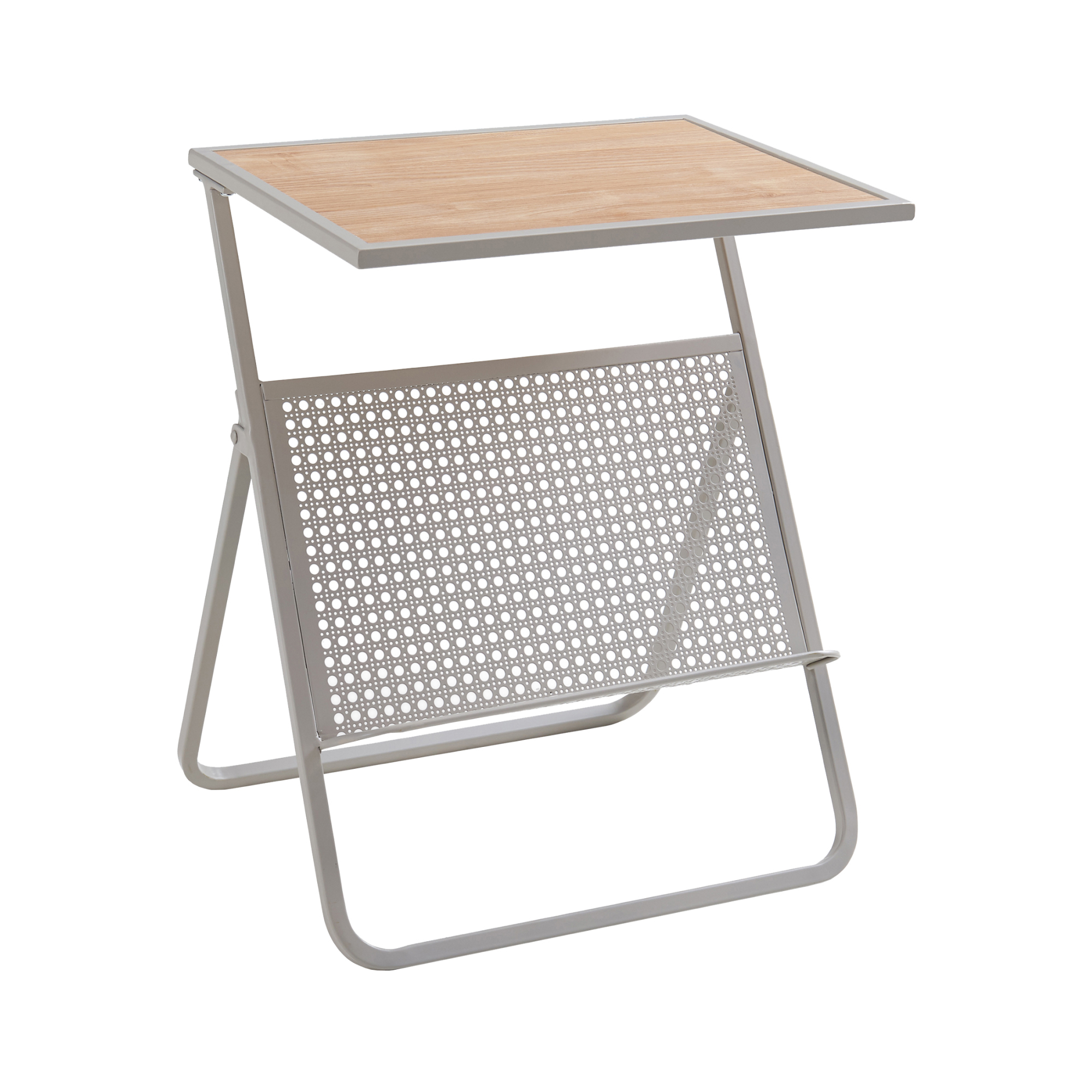Mesa auxiliar jäller con revistero 48x40x30 cm - beige/roble [en.casa]