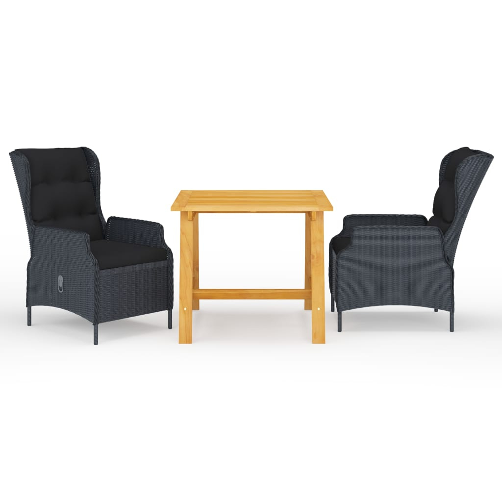 vidaXL juego de comedor para jardín 3 piezas gris oscuro