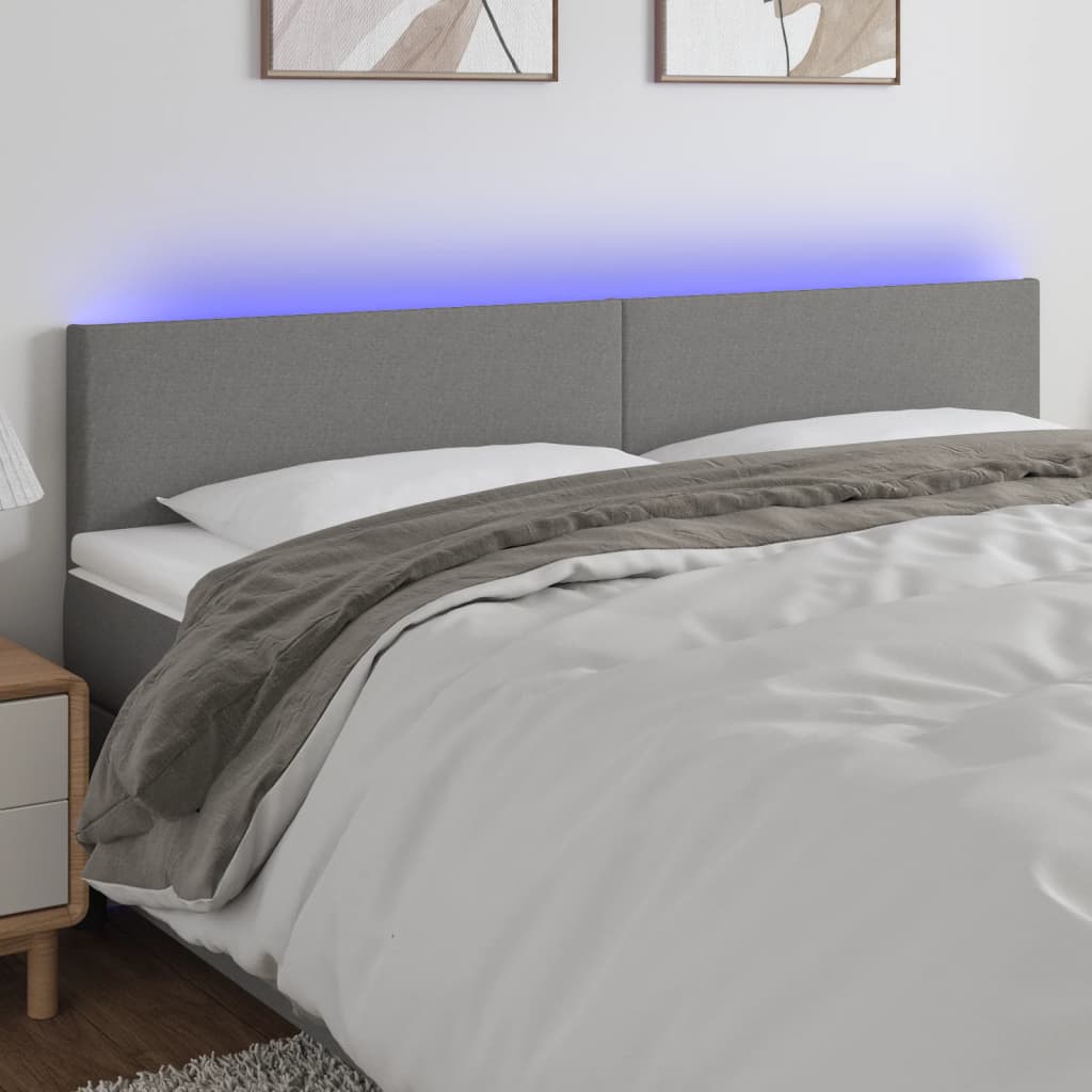 Cabecero con LED de tela gris oscuro 160x5x78/88 cm eso8574