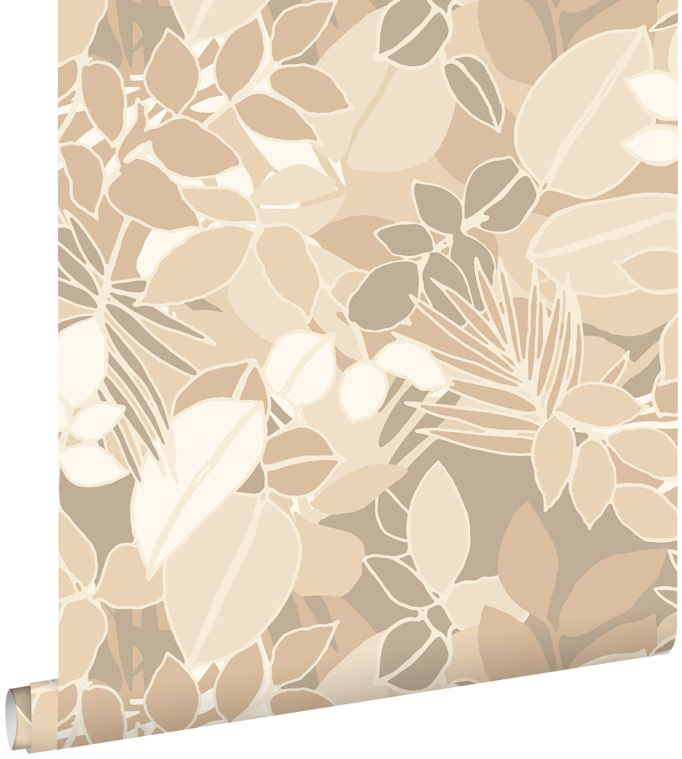 Estahome papel pintado hojas beige 50 x 900 cm
