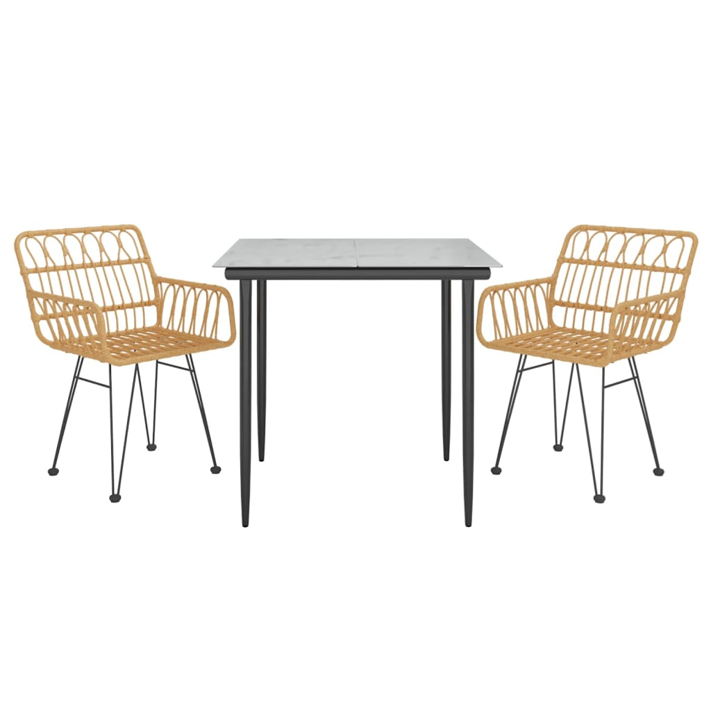 vidaXL juego de comedor de jardín 3 piezas ratán sintético