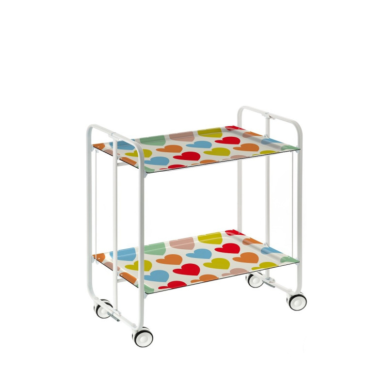 Carrito auxiliar con ruedas bauhaus armazón metálico blanco, 2 bandejas