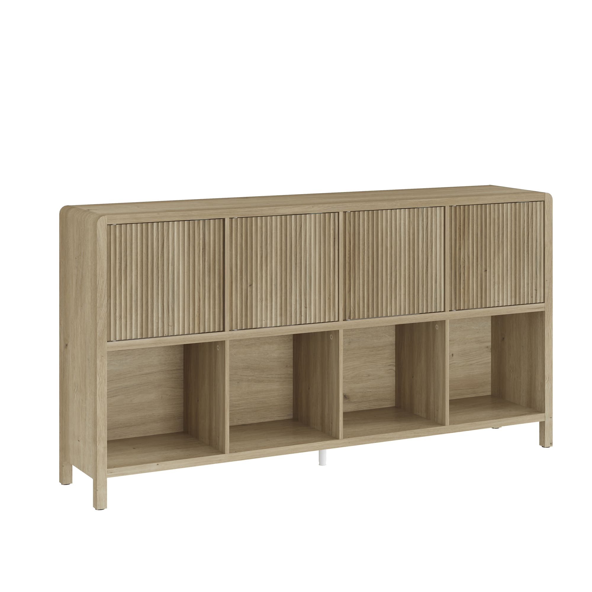 Aparador bajo lukkodso 4 puertas 77x145x30cm - efecto carvalho medio claro
