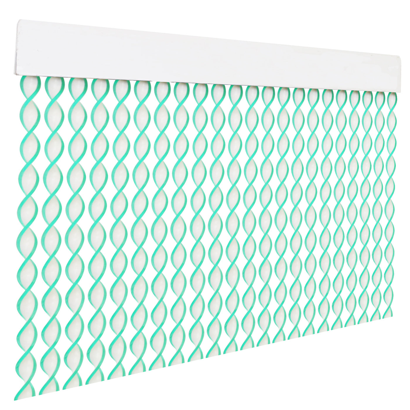 Cortina exterior o interior PVC (200x90cm, blanco+filo verde r10)
