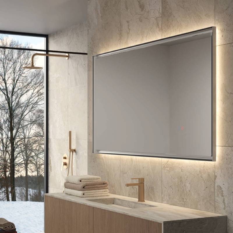 Espejo de baño LED rectangular california 80x140cm black gun metal antivaho