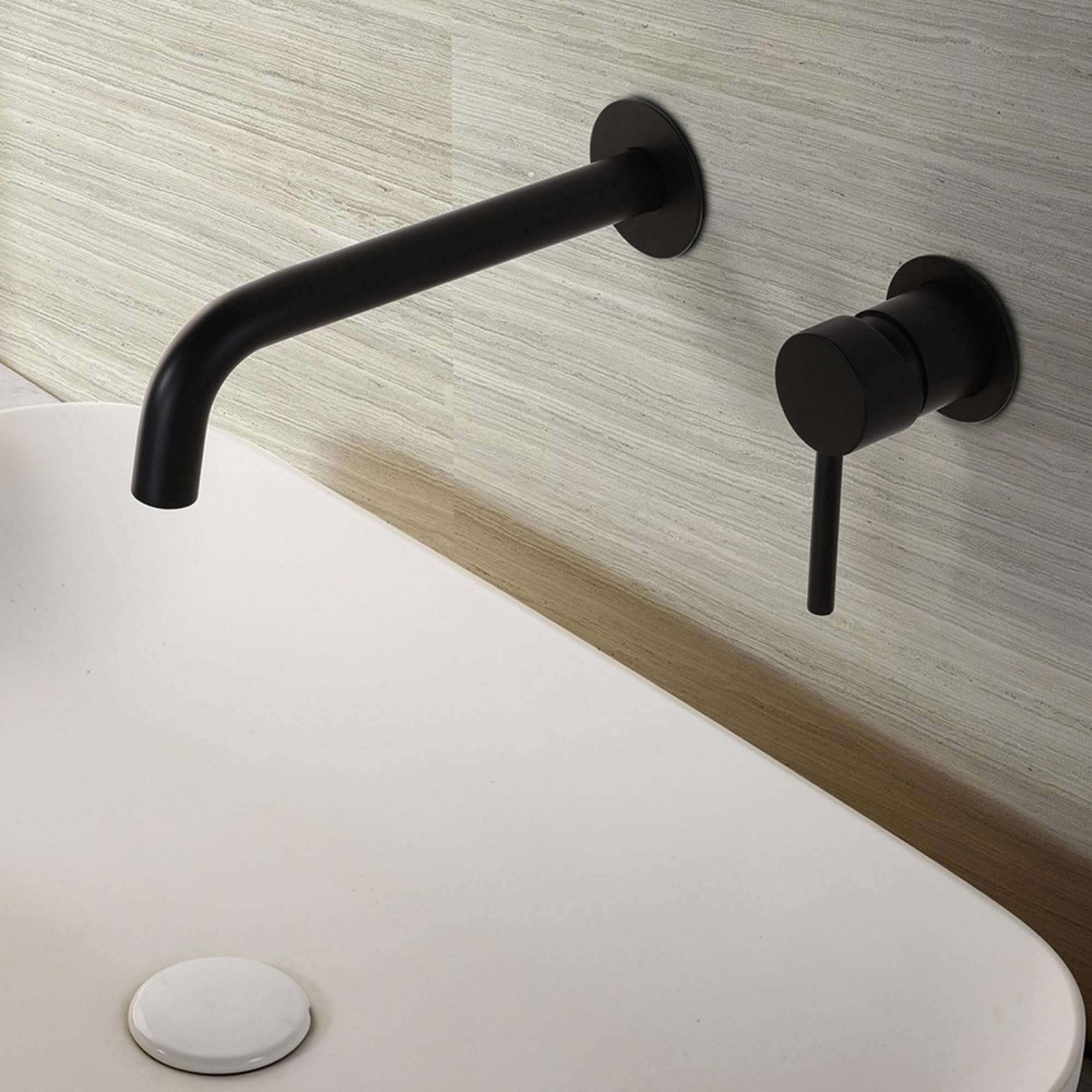 Imex - grifo monomando lavabo empotrado negro serie etna