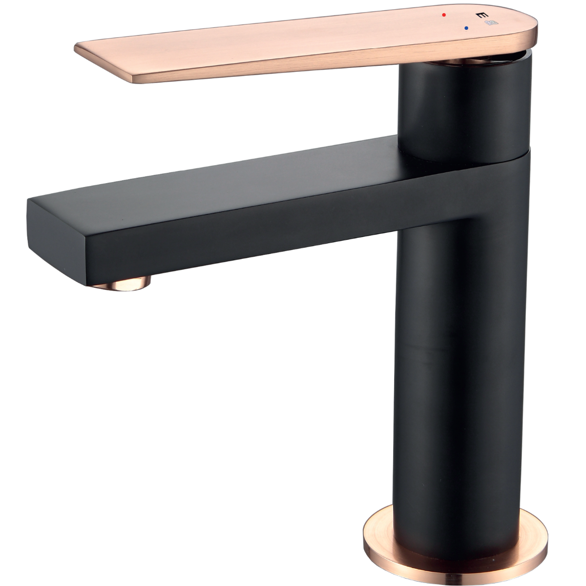 Allure mezclador bajo de lavabo en negro y oro rosa