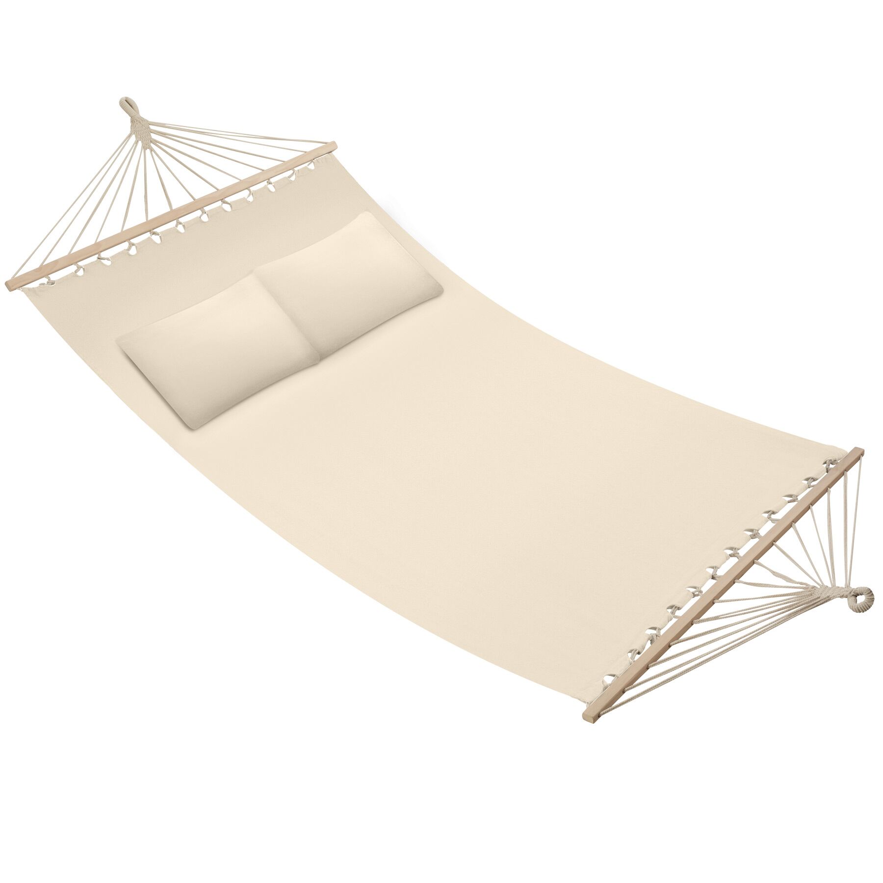Hamaca doble, carga 240 kg con 2 cojines, 230 x 145 cm, beige