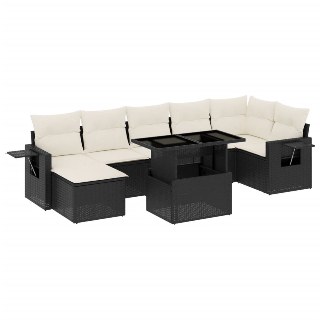 vidaXL set de sofás de jardín 8 piezas y cojines ratán sintético negro