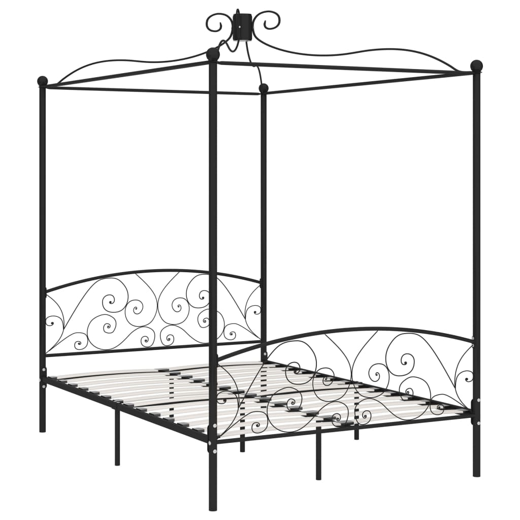 vidaXL estructura cama con dosel sin colchón metal negro 120x200 cm