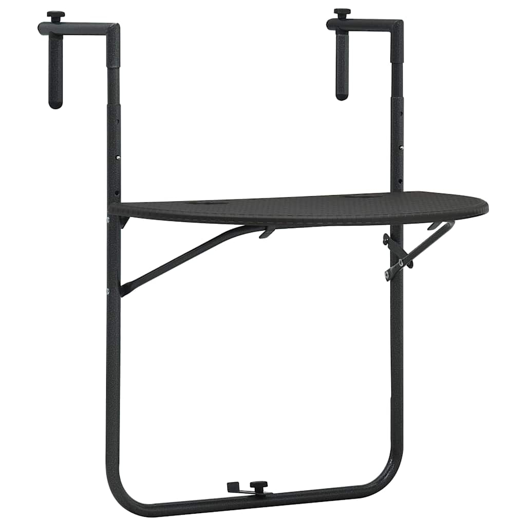 vidaXL mesa balcón colgante plástico aspecto ratán marrón 60x64x83,5cm
