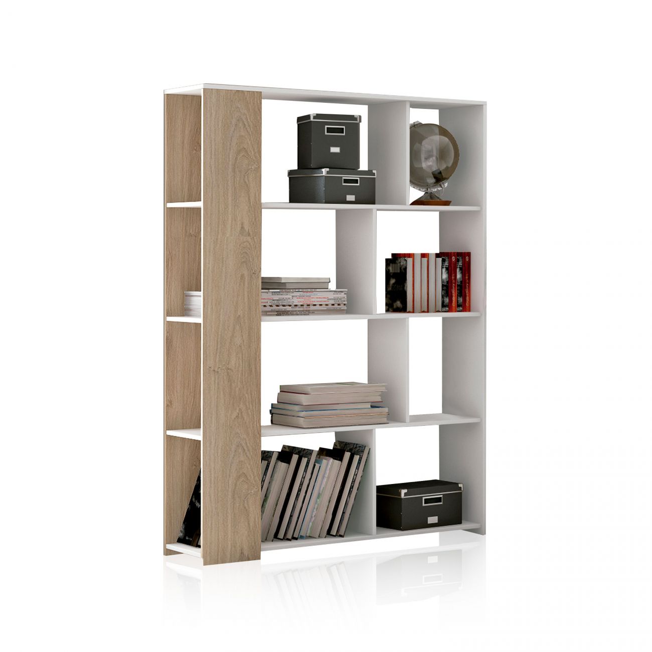 Estantería de diseño modular 174 cm landa blanco - roble