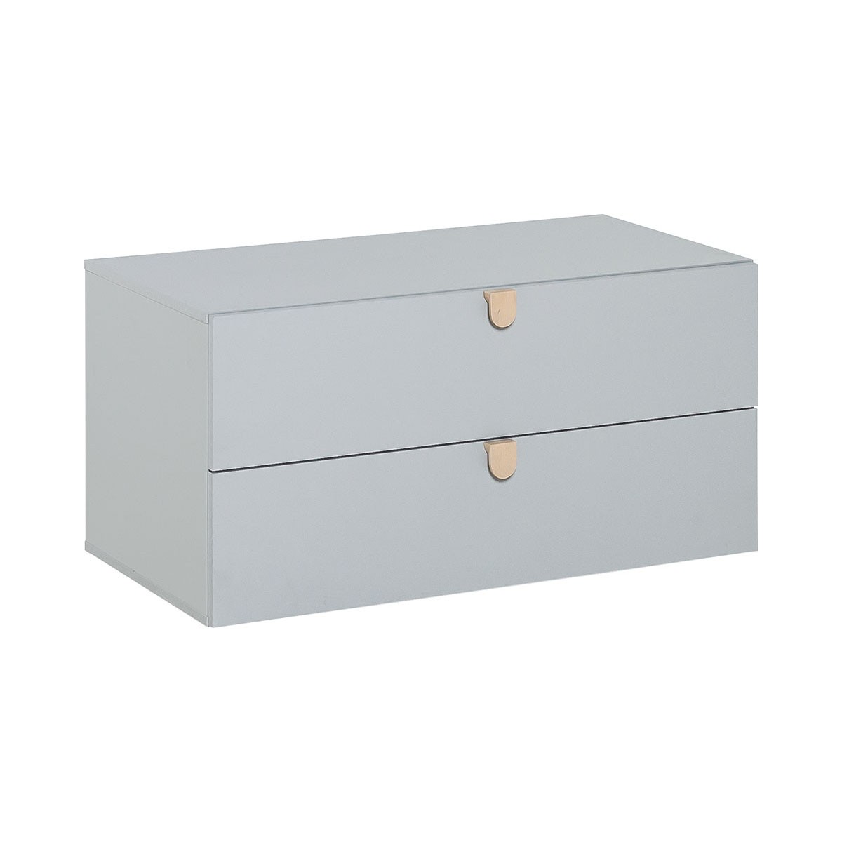 Cómoda gris 2 cajones con tiradores madera - gris - stige