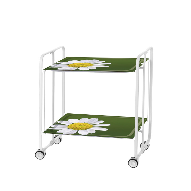 Carrito auxiliar con ruedas bauhaus armazón metálico blanco, 2 bandejas