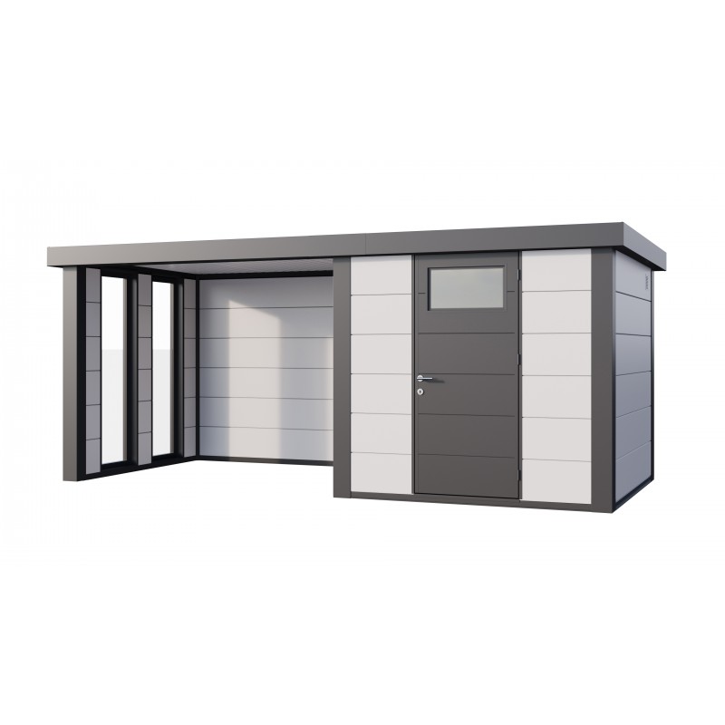 Caseta jardin nh4 con apoyo e ventanas a izquierda | blanco | novo habitat