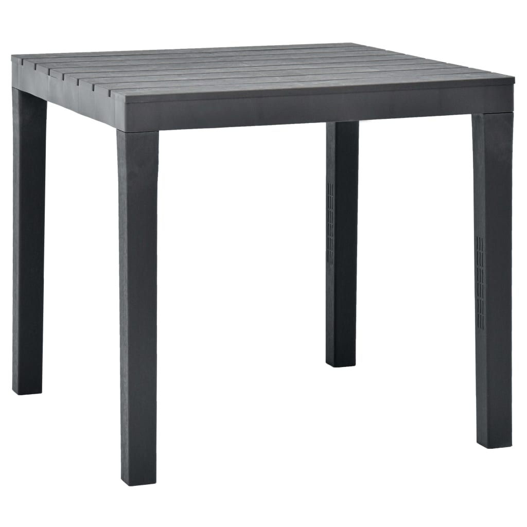 vidaXL mesa de jardín de plástico gris antracita 78x78x72 cm