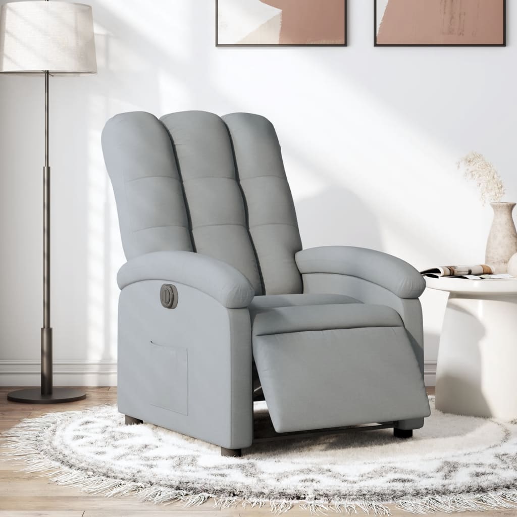 Sillón reclinable eléctrico tela gris claro qweo3044
