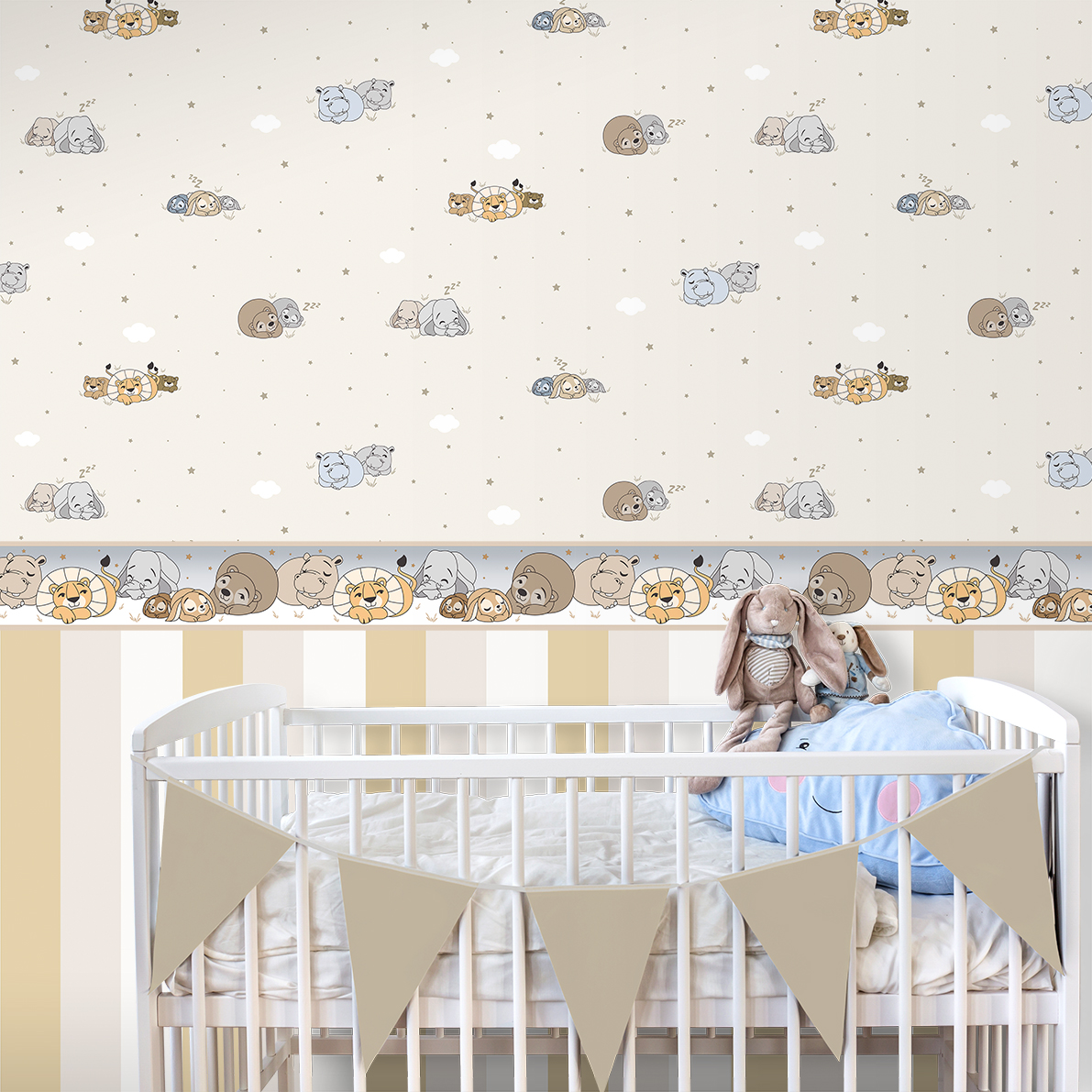 Papel pintado animales durmientes beige