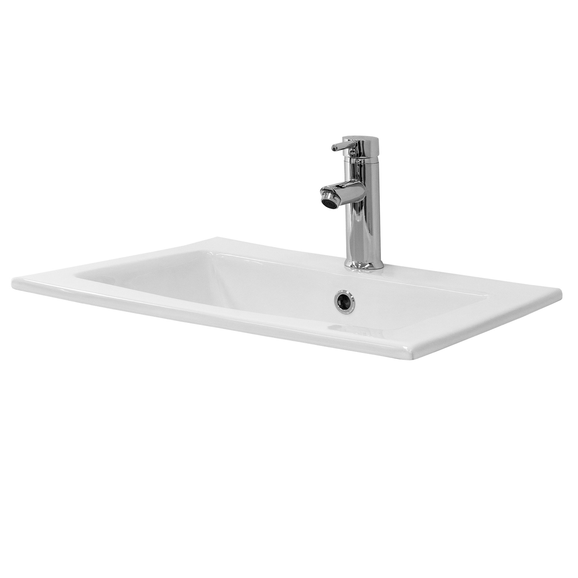 Lavabo cuadrado 45x22,5x42cm ceramica blanca brillante