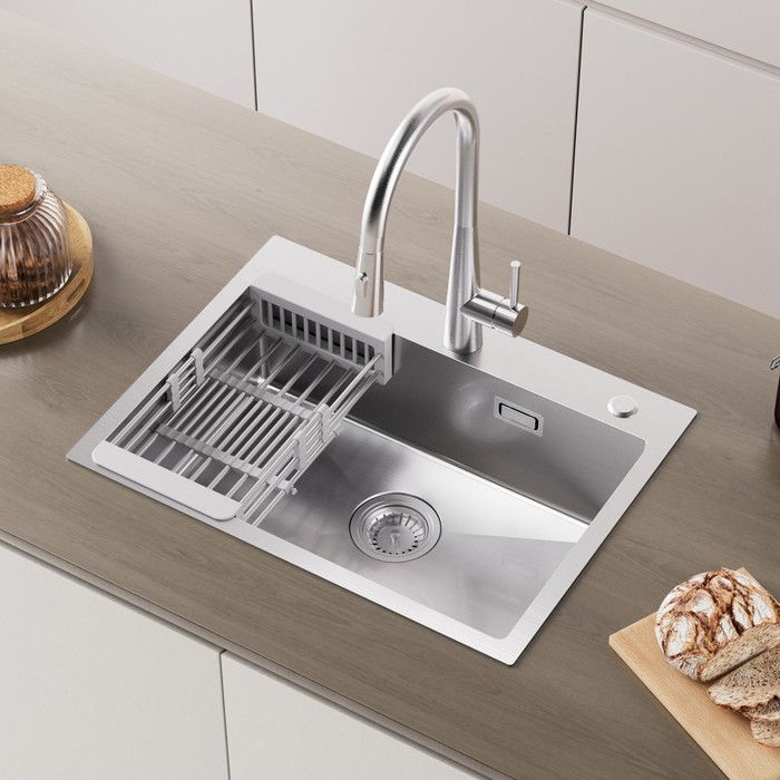 Fregadero de cocina - acero inoxidable cepillado - 60x45cm - mezclador extr