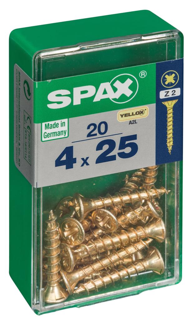 Caja 20 unid. Tornillo madera cabeza plana yellox 4,0x25mm