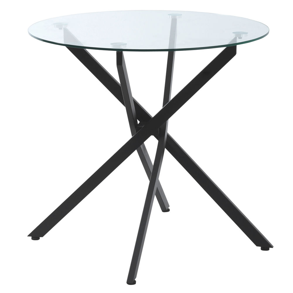 Mesa de comedor ø80x75 cm metal, vidrio templado Homcom