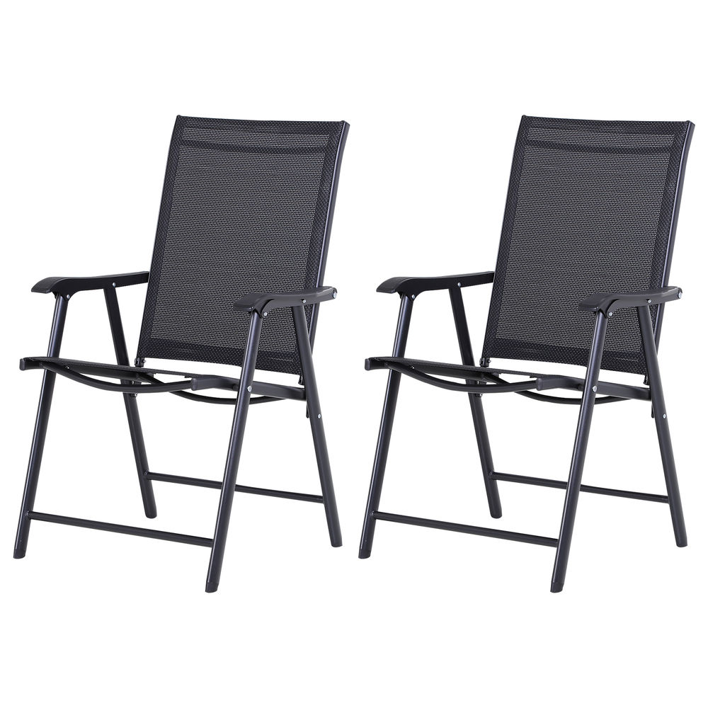 Set 2 sillas plegable 58x64x94 cm metal, texteline Outsunny