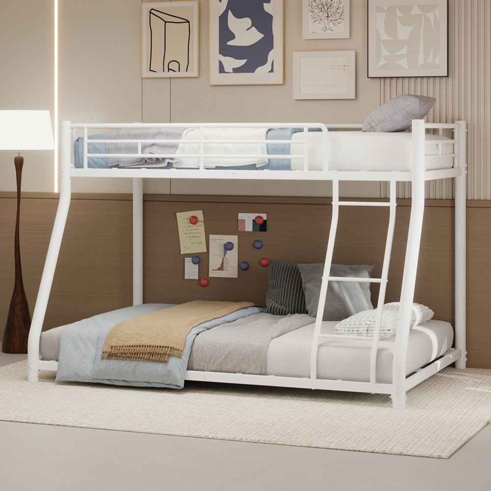 Litera 196,6x146,6x139 cm metálica con escalera y barandilla – blanco