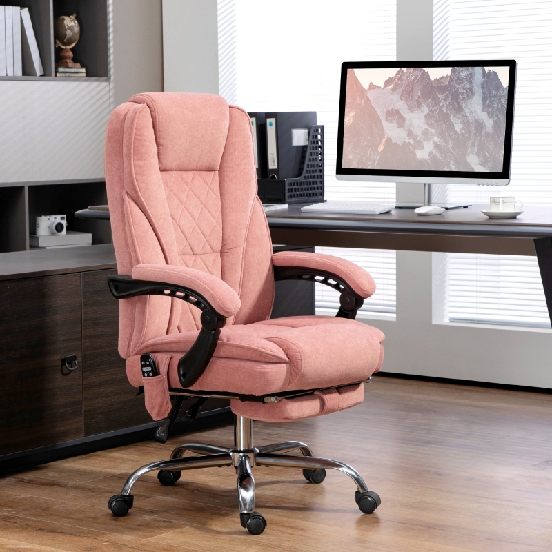Silla de oficina con masaje y calor 67x72x111-119 cm rosa
