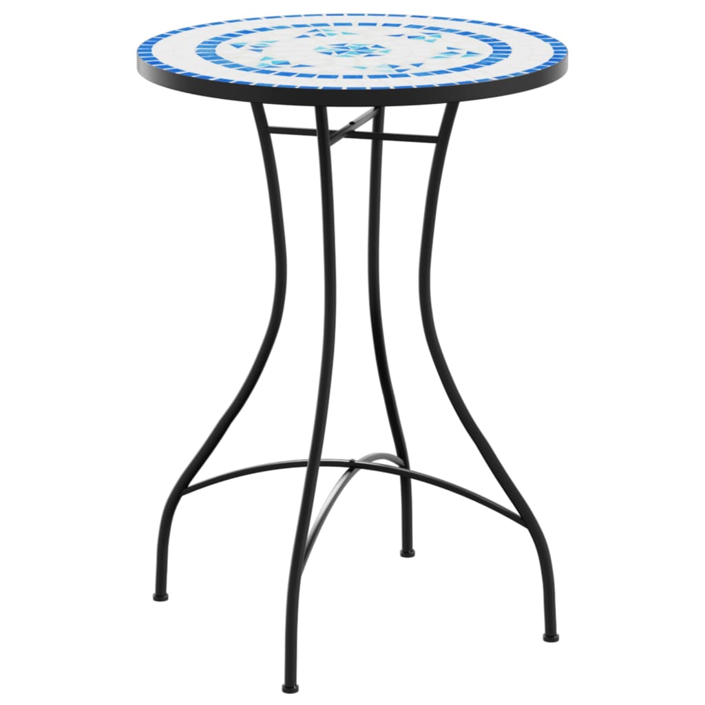 vidaXL mesa de bistró de mosaico cerámica azul y blanco ø50x70 cm