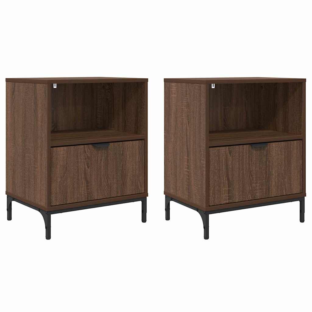 Casa lúmina - set de 2 mesita de noche marrón madeira 49 x 36 x 61 cm