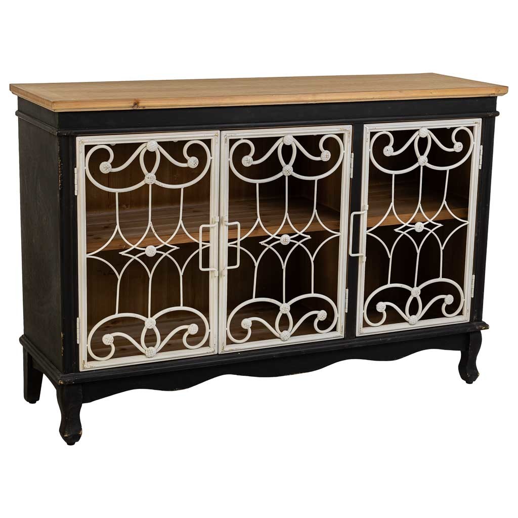 Aparador de madera y metal negro 120x36x80.5