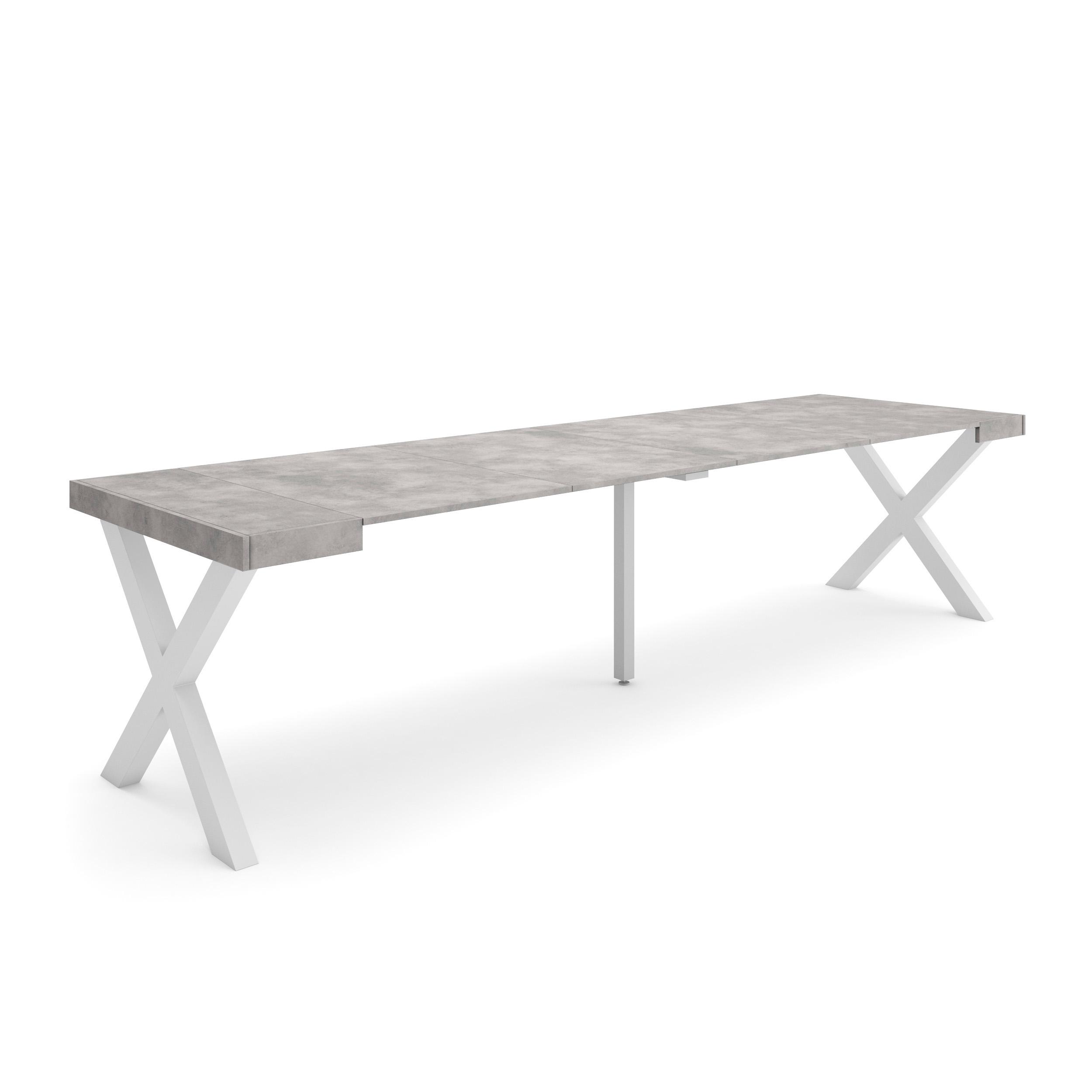 Mesa extensible, 58/302x90x73cm, cemento, patas madera maciza rf2827