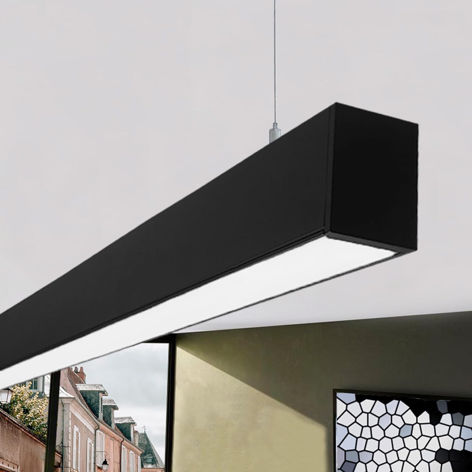 Lámpara techo lineal negra 40w (280w), colgante, luz seleccionable 3cct