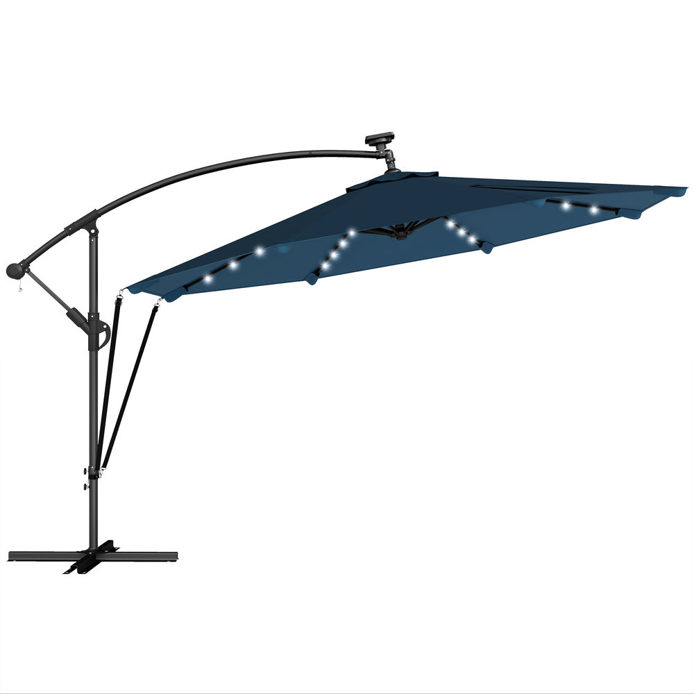 Parasol excéntrico 380x345x256 cm aluminio, poliéster color azul Outsunny