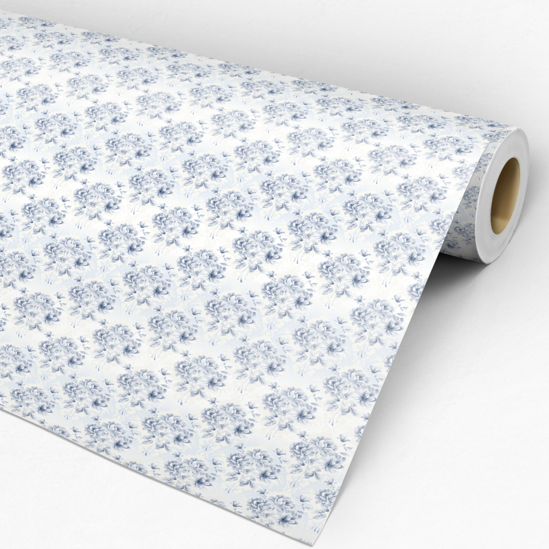 Papel pintado floral azul 60cm por 250cm