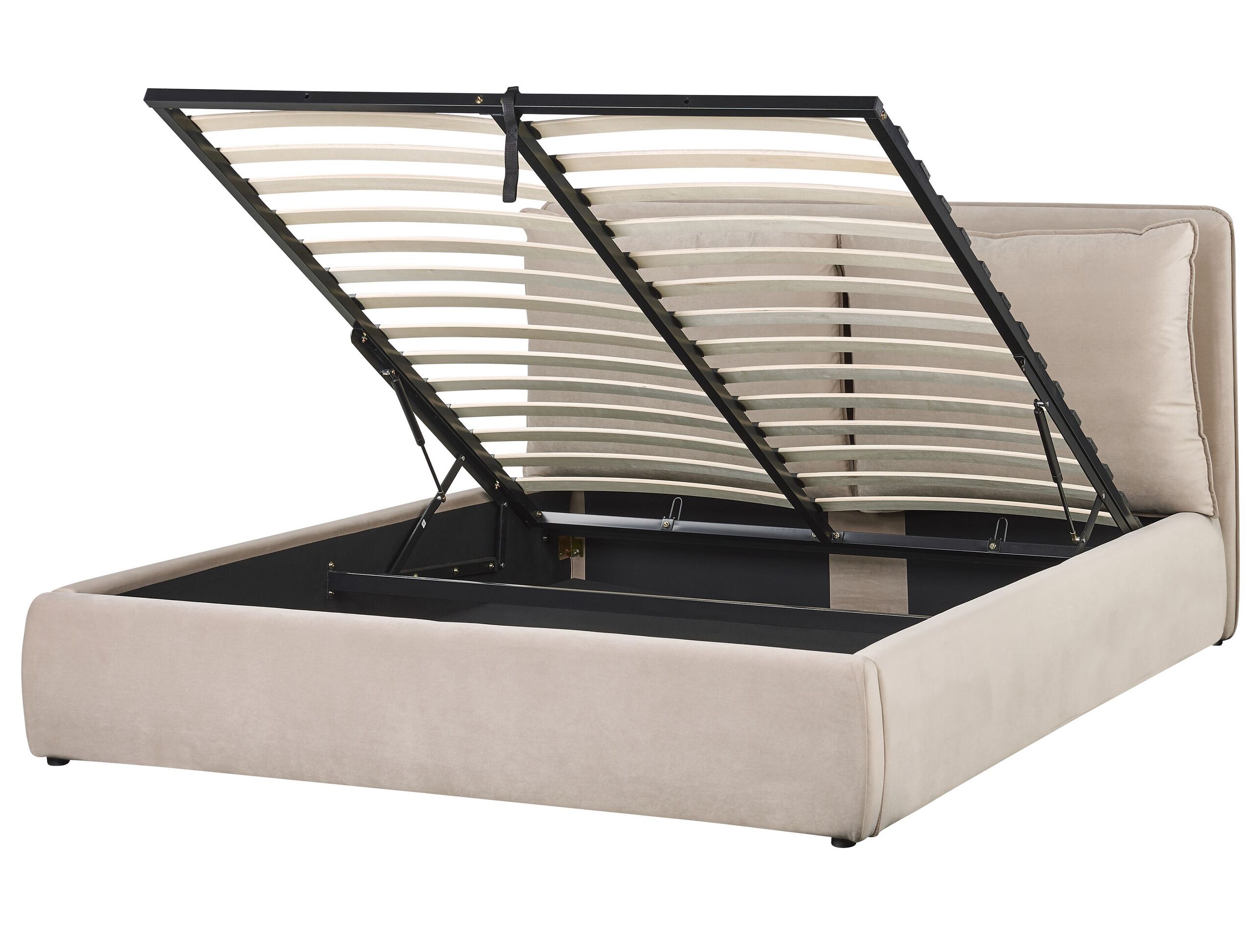 Cama con almacenaje bajonna terciopelo beige 160 x 200 cm