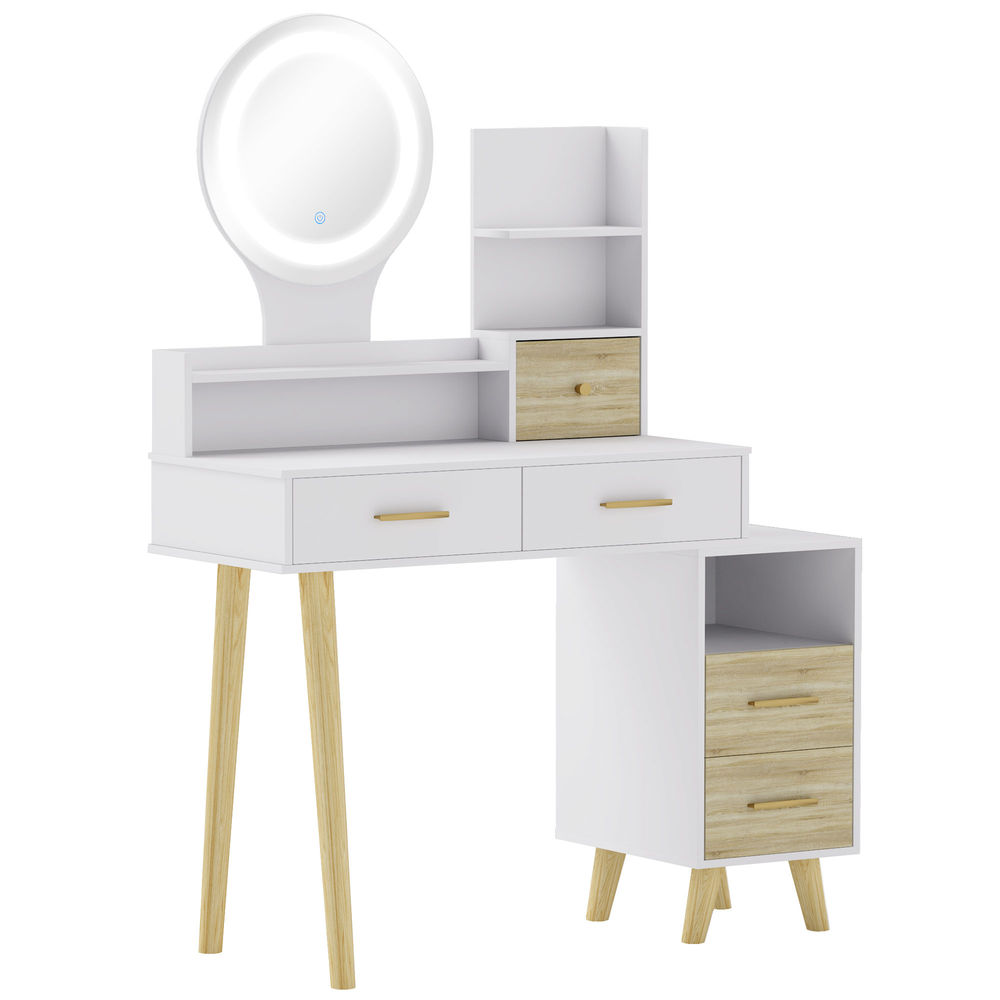 Tocador de maquillaje 100x44x137 cm mdf color blanco Homcom