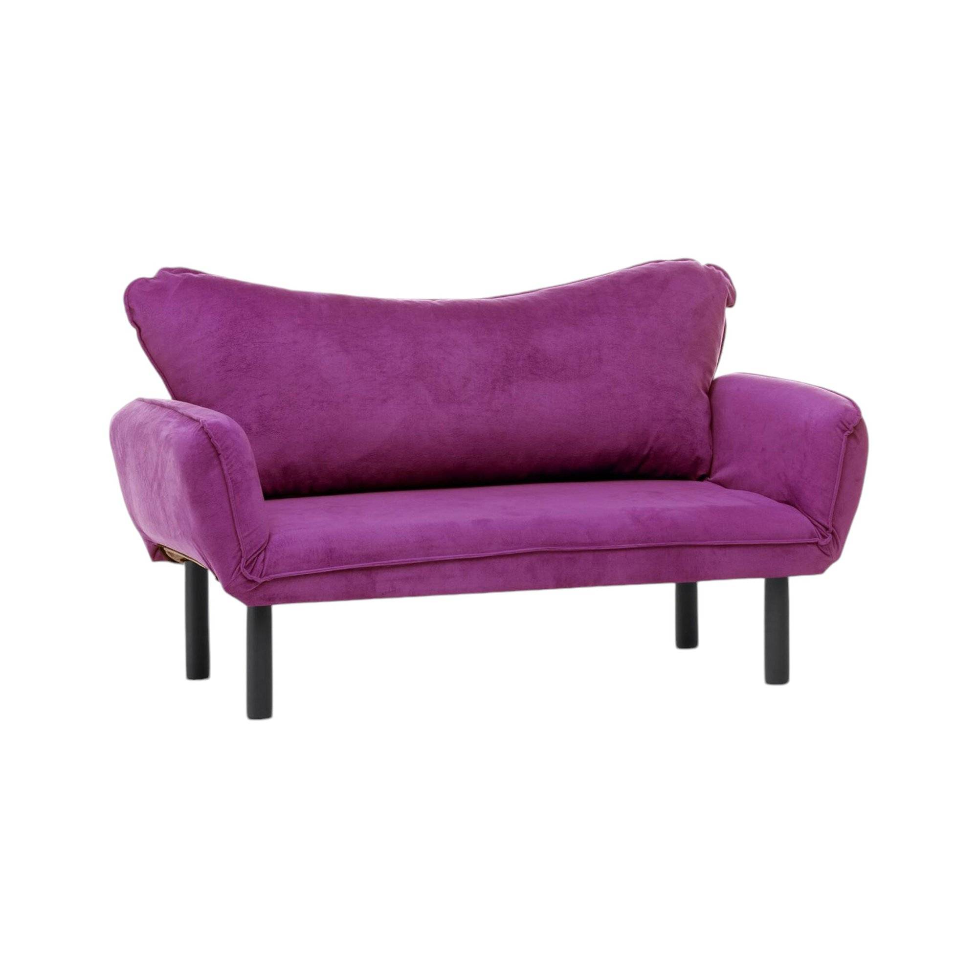 Sofá cama 2 plazas mindulle, brazos, tela violeta 140x65 cm