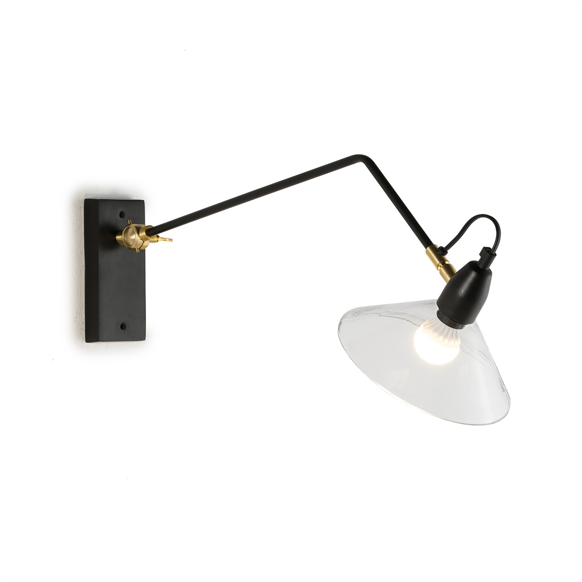 Aplique 65x19x27 cristal, metal dorado, negro